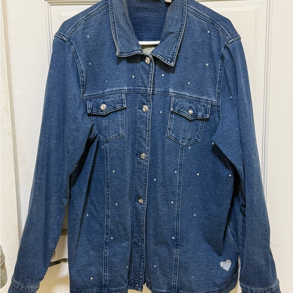 Quacker Factory Blue Embellished Denim Jacket